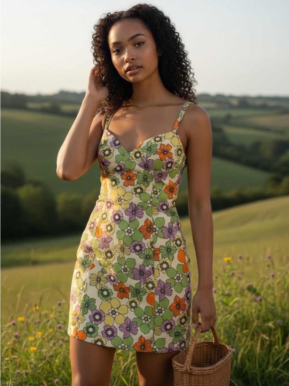 Zara floral dress- retro-inspired- floral print, spaghetti straps-Size Small